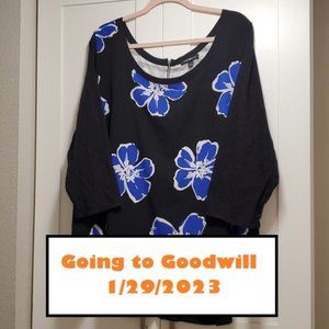 Lane Bryant Black w/Blue and White Hibiscus 26/28W